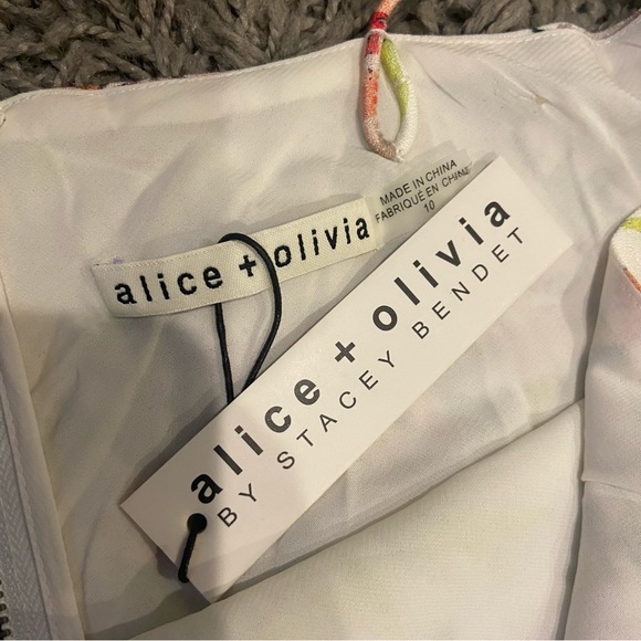 Alice + Olivia NEW Harmony Floral Drapey Side Slit Slip Dress In Gardenia Sz 10 - Picture 11 of 16